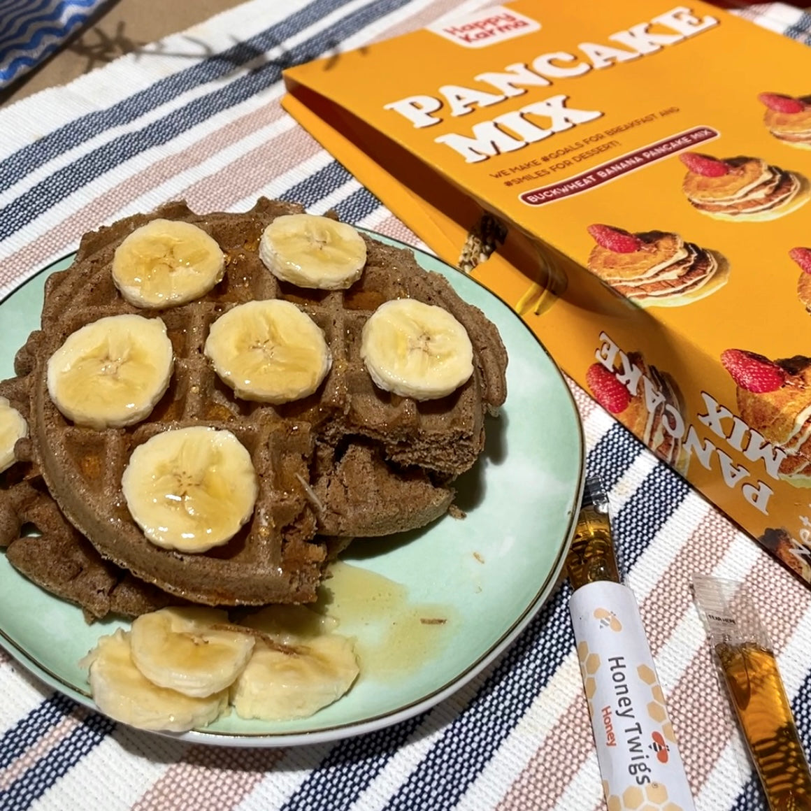 Make Delicious and Nutritious Waffles with Happy Karma Buckwheat Pancake Mix