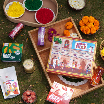 Happy Karma Holi Hamper: Premium Thandai Mix, Real Fruit Delights, and Nutty Trail Mixes for a Vibrant Celebration!
