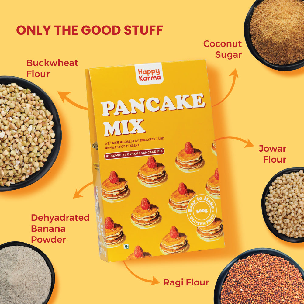 Happy Karma Pancake Mix 150g | Buckwheat Banana | Free Honey Sachet