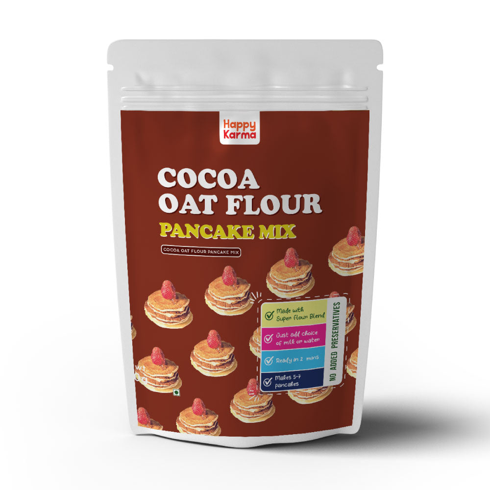 Cocoa Oat Flour Pancake Mix | Healthy, Millet-Based | Happy Karma (175g)