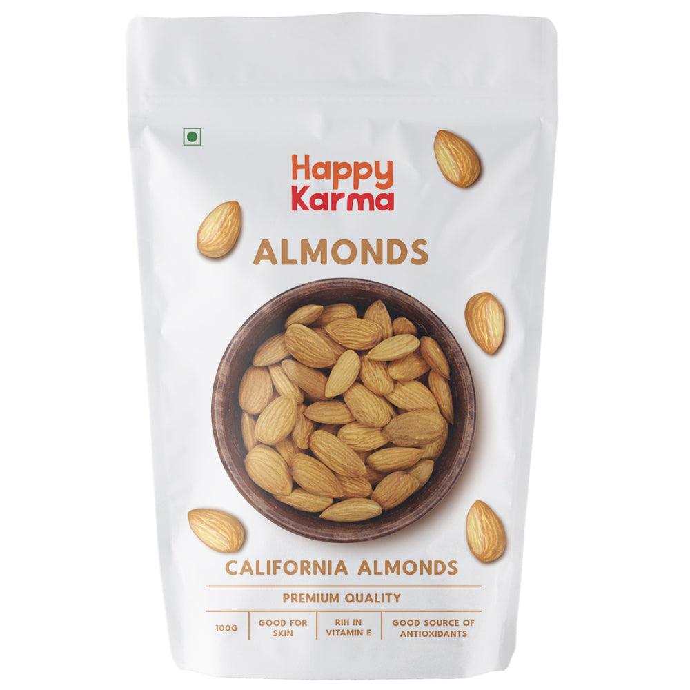 California Almonds 100g-Organic Dry Fruits - Happy Karma
