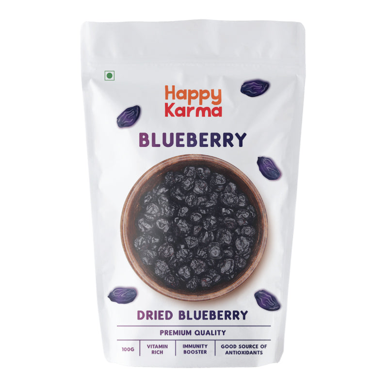 Happy Karma Dried Blueberry 100g - Rich in Antioxidants, 100% Natural