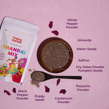Happy Karma Holi Hamper: Premium Thandai Mix, Real Fruit Delights, and Nutty Trail Mixes for a Vibrant Celebration!